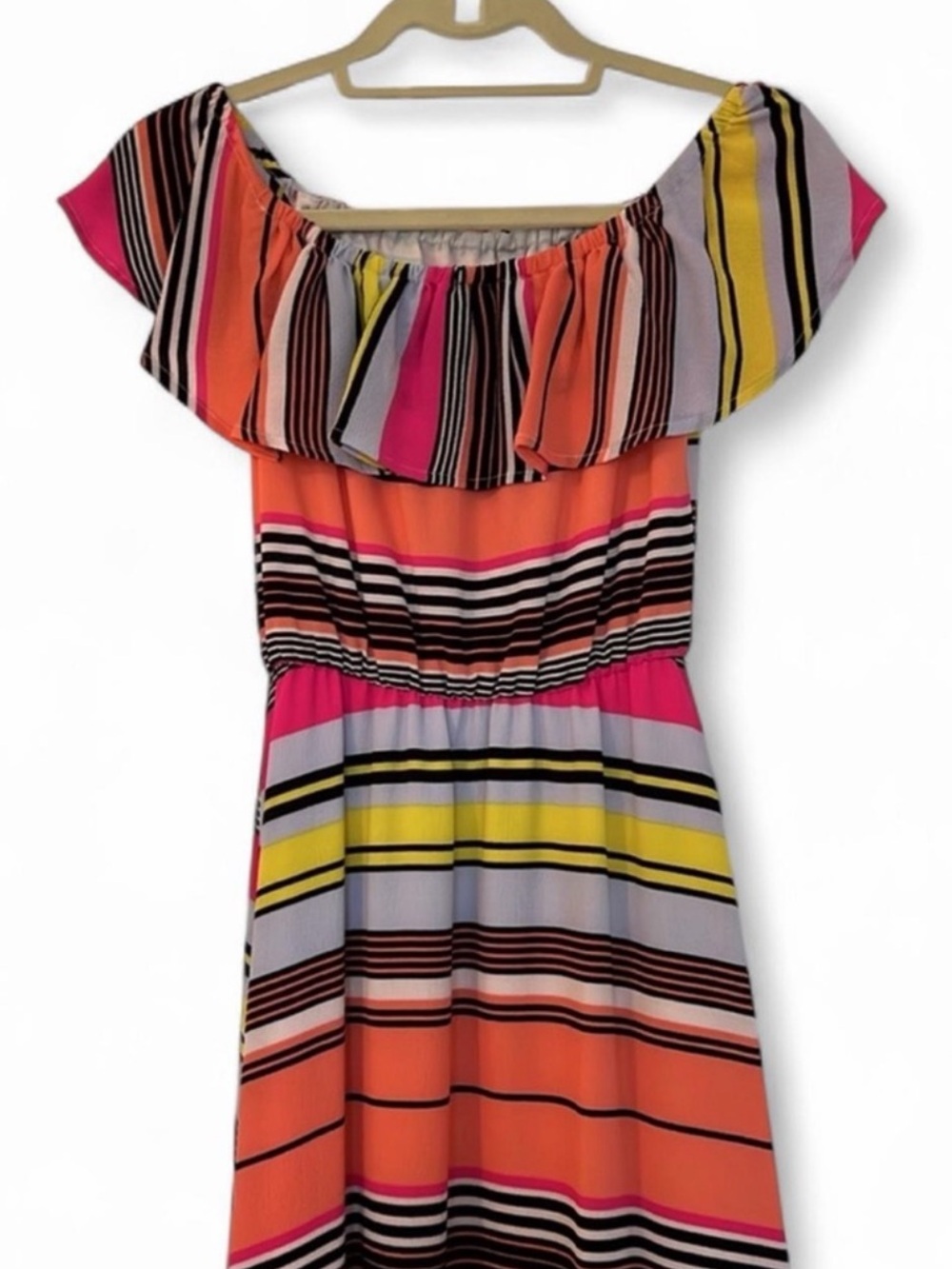 Charles Henry Off Shoulder Stripe Maxi Dress XS - Picture 7 of 12